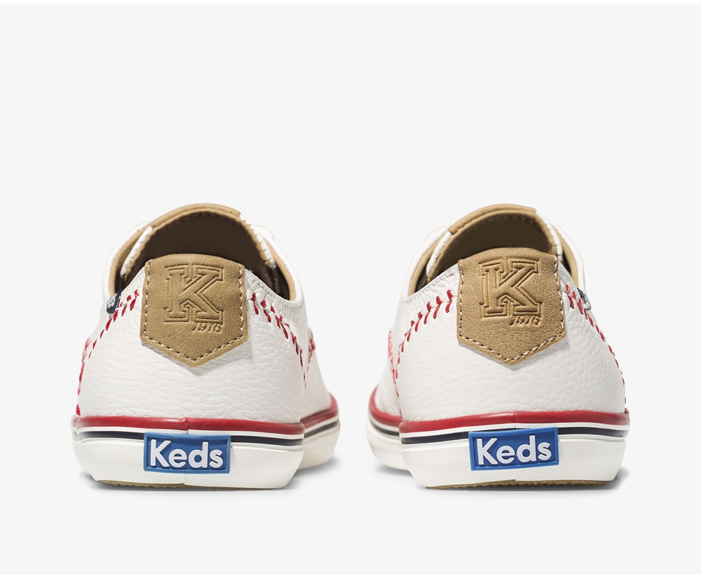 Basket Keds Femme Blanche - Champion Pennant Cuir - 237-OYPTAM